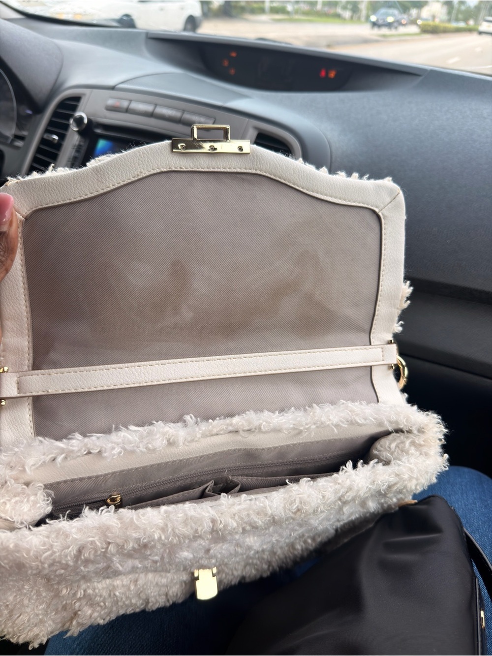 a new day Cream Faux-Shearling Shoulder Bag with Gold Chain - Picture 6 of 6